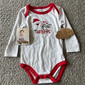 "My First Christmas" Long-Sleeve One-Piece 12 Month NWT